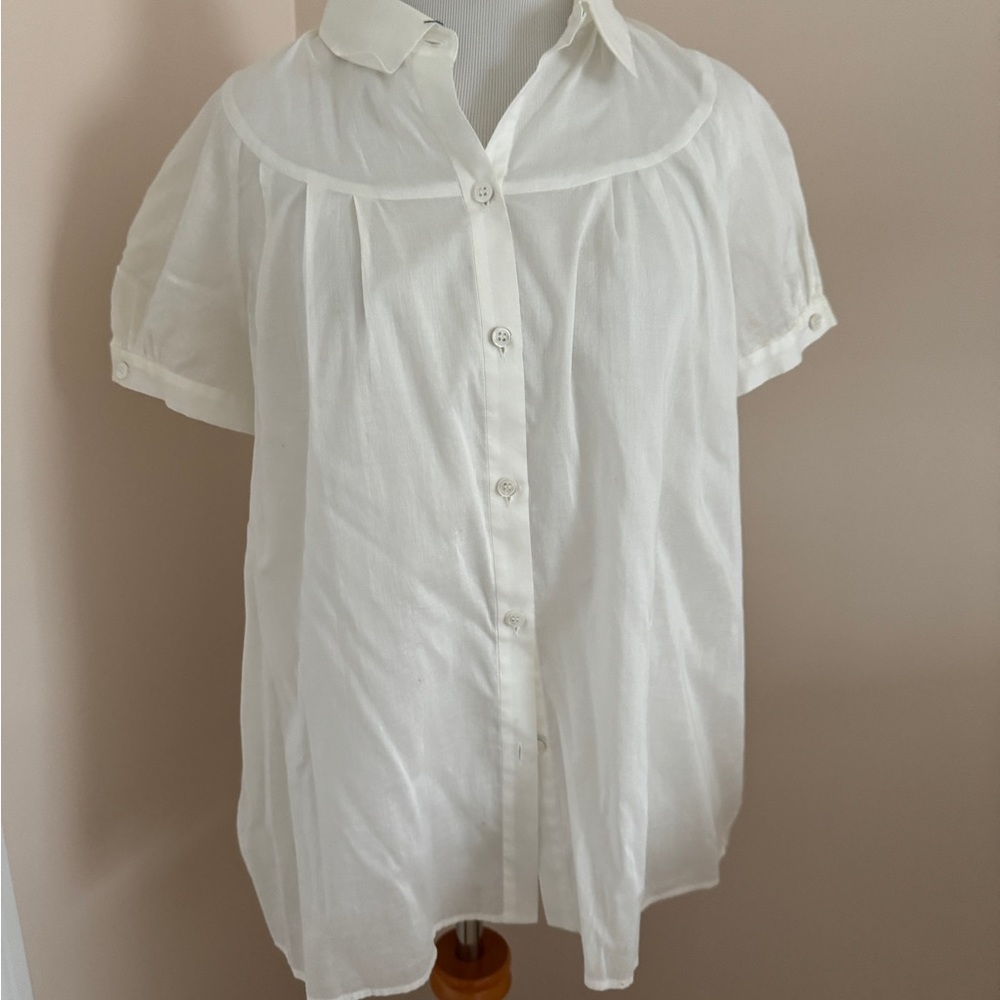 Theory white cotton button down shirt sleeve shirt